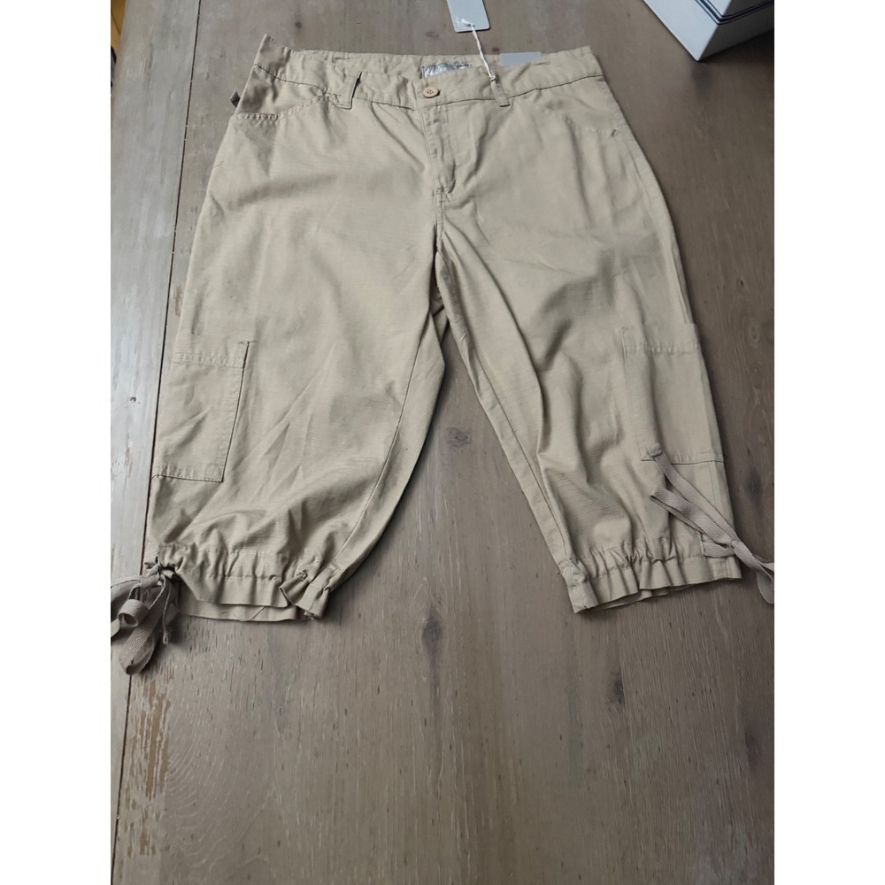 Duplex by Tyte Womens Khaki Cargo Capri Pants Modern Fit Ripstop Tan 8P P4031DLK